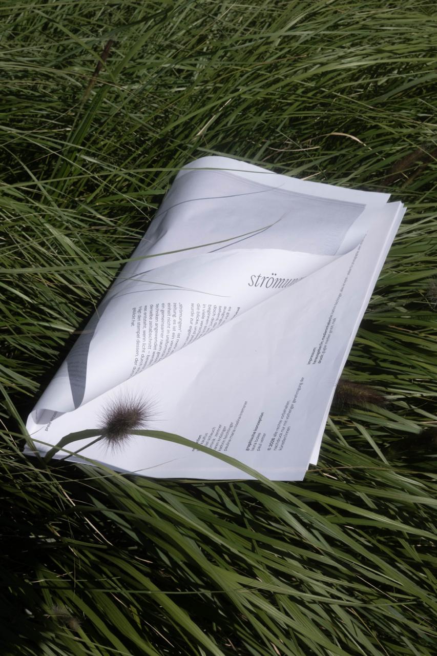 Strömungen, 2026 – Titelseite der Zeitung im Gras mit dem Titel strömungen.